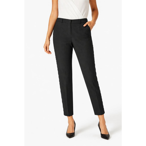 Ann Taylor Black Dress Pants Size 8 Slim Fit Scallop Side Career Work Stretch - Picture 2 of 7
